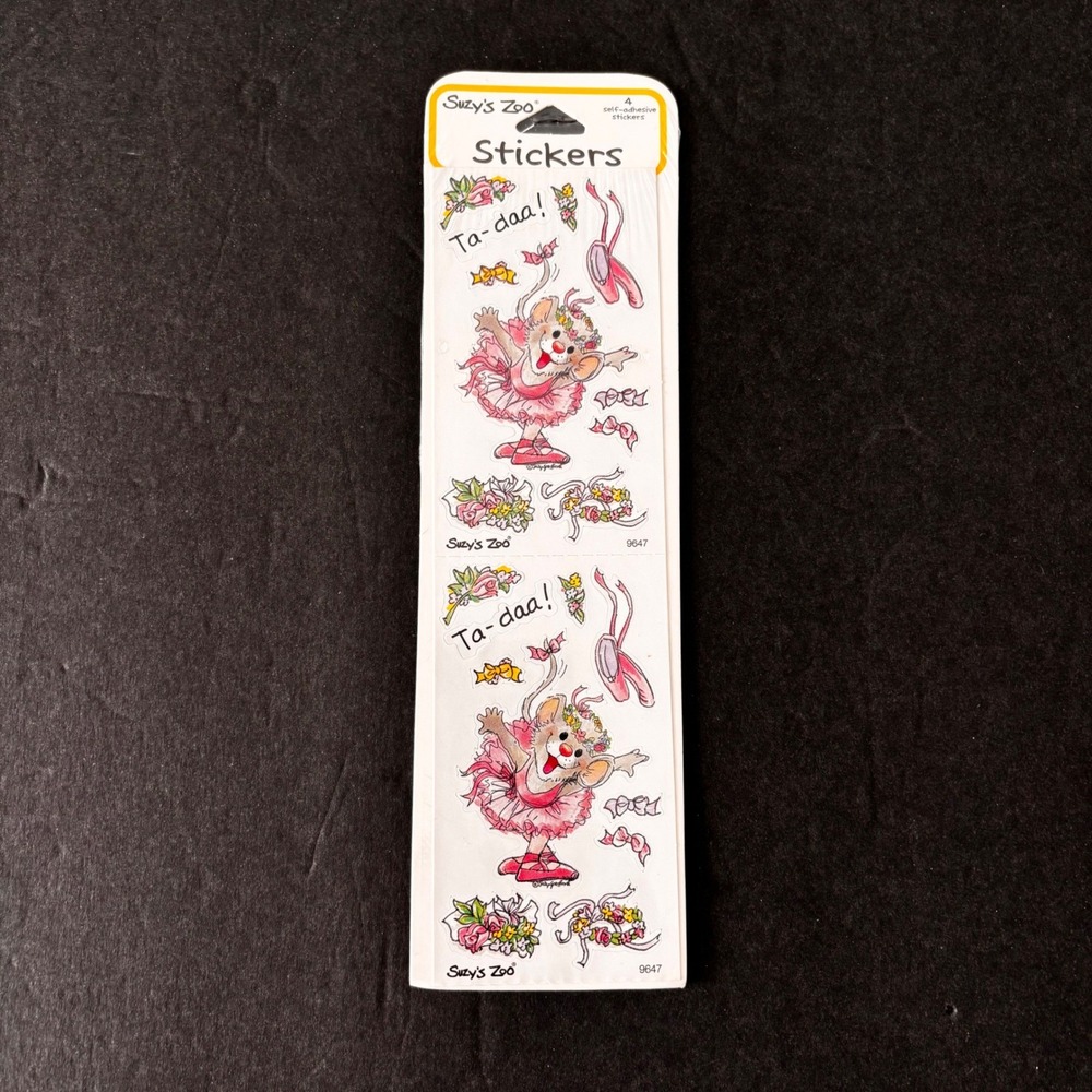 Vintage Suzy's Zoo Stickers Ballerina Mouse  9647 Factory Sealed New